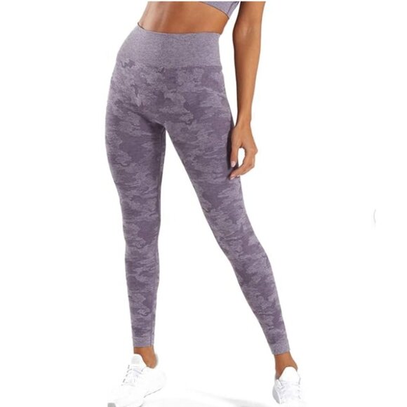 Amazon Purple Camo Seamless Leggings High Waist Workout Leggings Size Med - Picture 1 of 12